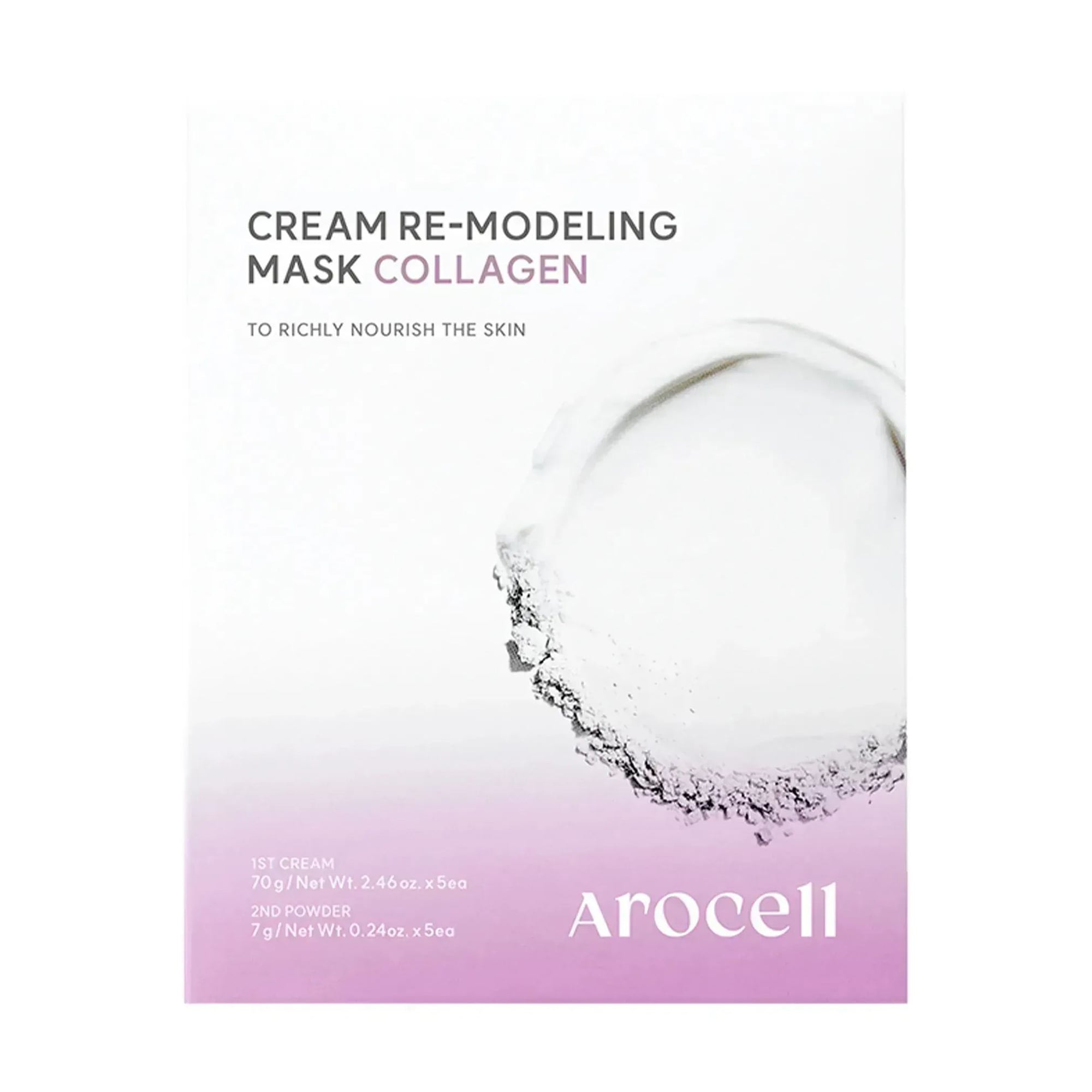 Альгінатна маска Arocell Cream Remodeling Mask Collagen з колагеном для пружності шкіри (кремовая база, 70 г + порошок-активатор, 7 г)